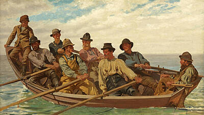 John George Brown Painting - Pull For The Shore by John George Brown