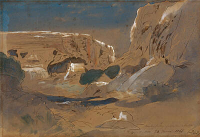 Edward Lear Drawing - Rocky Valley Of Mosta. Malta by Edward Lear