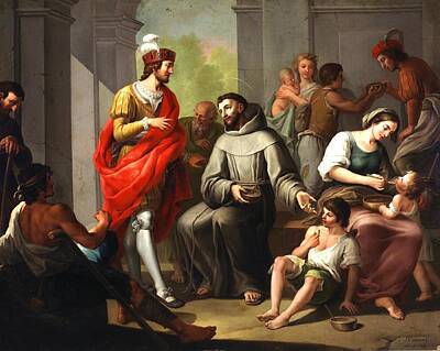 Jose Camaron Painting - Saint Francis Of Assisi And The Poor by Jose Camaron Boronat