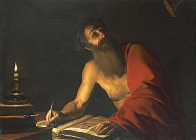  Painting - Saint Jerome Reading By Candlelight by Attributed to Trophime Bigot