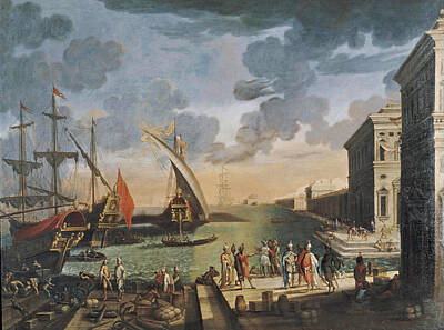  Painting - Seaport With Figures by Pietro Ciafferi