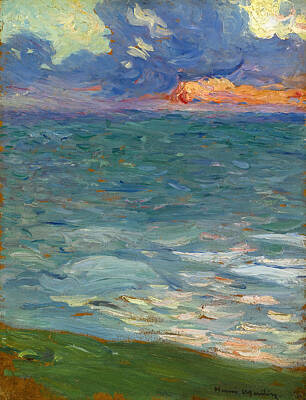 Henri Martin Painting - Seaside At Sunset by Henri Martin
