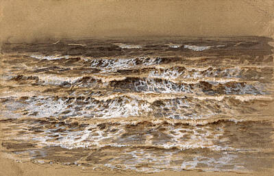Samuel Palmer Drawing - Study Of Waves by Samuel Palmer