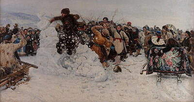 Vasily Ivanovich Surikov Painting - Taking A Snow Town by Vasily Ivanovich Surikov