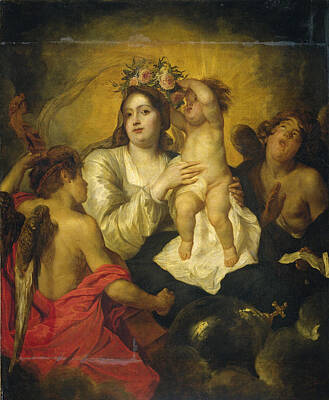 Thomas Willeboirts Bosschaert Painting - The Apotheosis Of The Virgin by Thomas Willeboirts Bosschaert