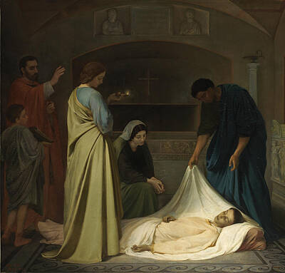 Rome Painting - The Burial Of Saint Lawrence In The Catacombs Of Rome by Alejo Vera