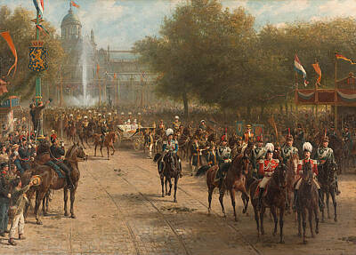 Amsterdam Painting - The Frederiksplein Amsterdam During The Entry Of Queen Wilhelmina 5 September 1898 by Otto Eerelman