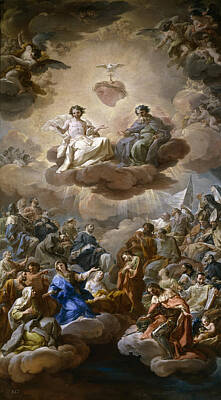 Corrado Giaquinto Painting - The Holy Trinity by Corrado Giaquinto