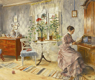 Carl Larsson Painting - The Letter by Carl Larsson