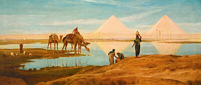 Frederick Goodall Painting - The Light Of The Rising Sun Upon The Pyramids Of Ghizeh by Frederick Goodall
