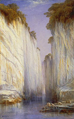 Edward Lear Painting - The Marble Rocks. Nerbudda Jubbolpore by Edward Lear