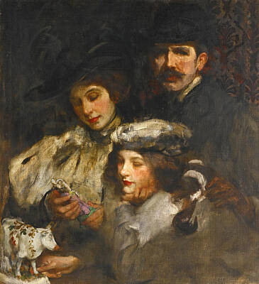  Painting - The Painter His Wife And Daughter by James Jebusa Shannon