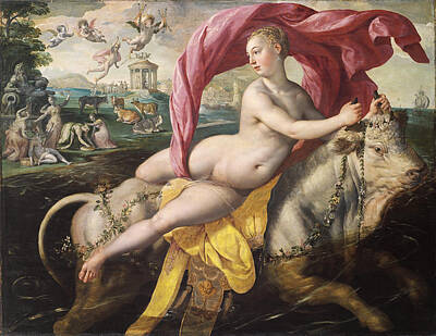 Europa Painting - The Rape Of Europa by Marten de Vos