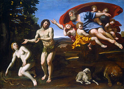 Domenichino Painting - The Rebuke Of Adam And Eve by Domenichino