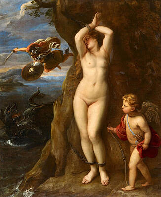Andromeda Painting - The Rescue Of Andromeda by Thomas Willeboirts Bosschaert