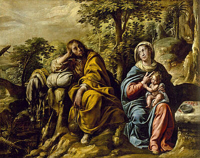 Donkey Painting - The Rest On The Flight Into Egypt by Tanzio da Varallo