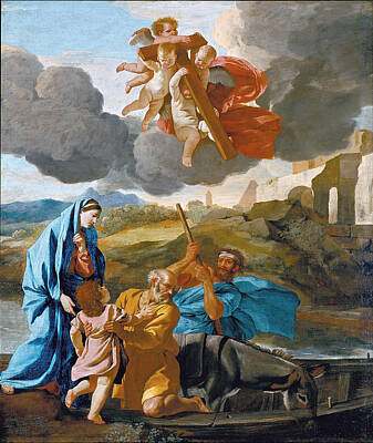 Donkey Painting - The Return Of The Holy Family From Egypt by Nicolas Poussin