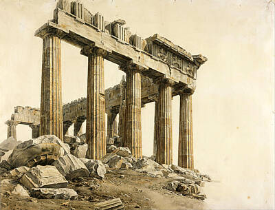 Giovanni Battista Lusieri Drawing - The South-east Corner Of The Parthenon. Athens by Giovanni Battista Lusieri