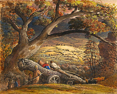Samuel Palmer Drawing - The Timber Wain by Samuel Palmer