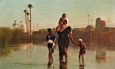  Painting - The Way From The Village. Time Of Inundation. Egypt by Frederick Goodall
