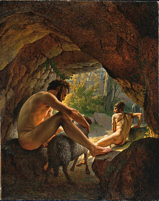  Painting - Ulysses Fleeing The Cave Of Polyphemus by Christoffer Wilhelm Eckersberg