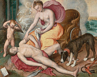 Adonis Painting - Venus And Adonis by Maerten de Vos