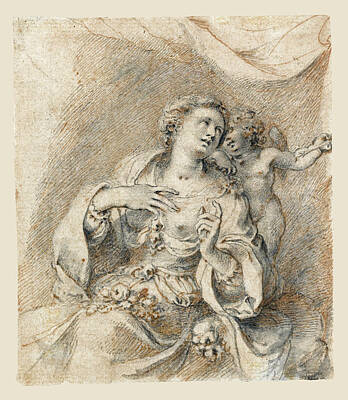  Drawing - Venus And Cupid by Isaac Oliver