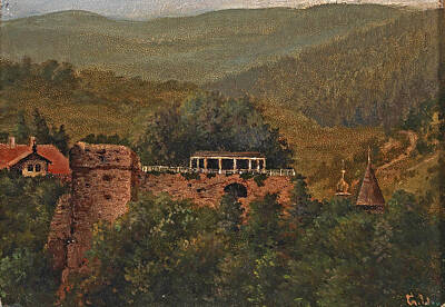  Painting - View Of The Geiersburg In The Ore Mountains by Georg Heinrich Crola