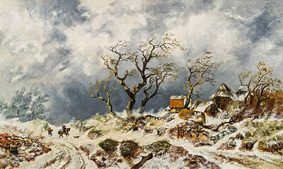 Remigius Adrianus Haanen Painting - Winter Landscape by Remigius Adrianus Haanen