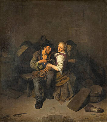  Painting - Young Couple In A Tavern by Cornelis Bega