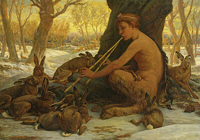 Elihu Vedder Painting - Young Marsyas. Marsyas Enchanting The Hares by Elihu Vedder