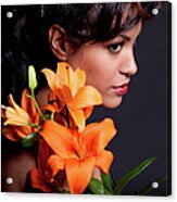 Woman With Lily Flowers Acrylic Print by <b>Artur Bogacki</b> - 1-woman-with-lily-flowers-artur-bogacki