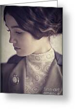 Portrait Of A Beautiful Young Edwardian Woman Greeting Card by Lee Avison - portrait-of-a-beautiful-young-edwardian-woman-lee-avison