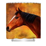 Summers End Quarter Horse Painting Shower Curtain by Michelle Wrighton