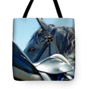 Grey In Blue Tote Bag by Michelle Wrighton