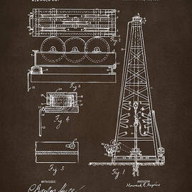 1916 Oil Drilling Rig Patent Artwork - Blueprint by Nikki Marie Smith