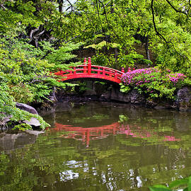 A Colorful Bridge In A Japanese Park by Adam Hester
