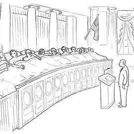 A Man Is Seen Standing In Front Of A Panel by Paul Noth