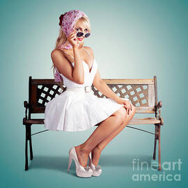 Beautiful Blond Woman In Retro American Fashion by Jorgo Photography