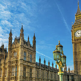 Big Ben, Parliament, And Lamp Post by William Perry