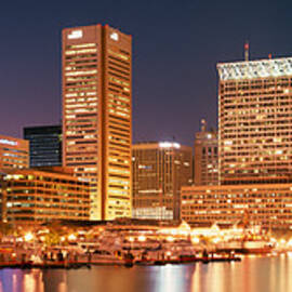 Buildings Lit Up At Dusk, Baltimore