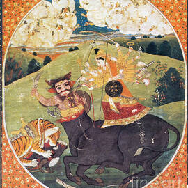 Hindu Goddess Durga Fights Mahishasur by Photo Researchers