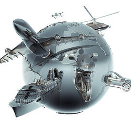 Metallic Globe With Different Forms Of by Coneyl Jay
