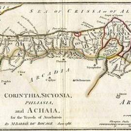 1786 Bocage Map of Corinthia Sicyonia and Achaia in Ancient Greece by Paul Fearn
