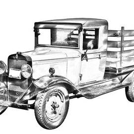 1929 chevy truck 1 ton stake Body Drawing by Keith Webber Jr
