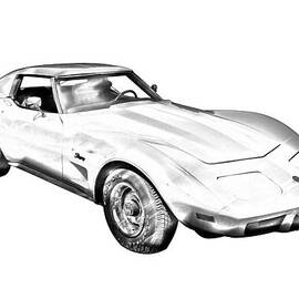 1975 Corvette Stingray Sports Car Illustration by Keith Webber Jr