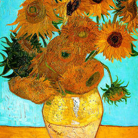 Vase with Twelve Sunflowers  by Celestial Images