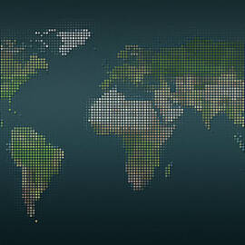 World Map In Dots Against An Abstract by Ralf Hiemisch
