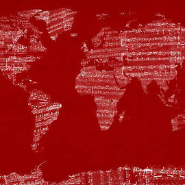 Map of the World Map from Old Sheet Music by Michael Tompsett
