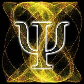Psi Symbol And Artwork Of A Wavefunction by Science Photo Library